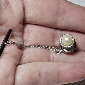 Sterling Silver Walter E Hayward Vintage Pearl Tie Clip